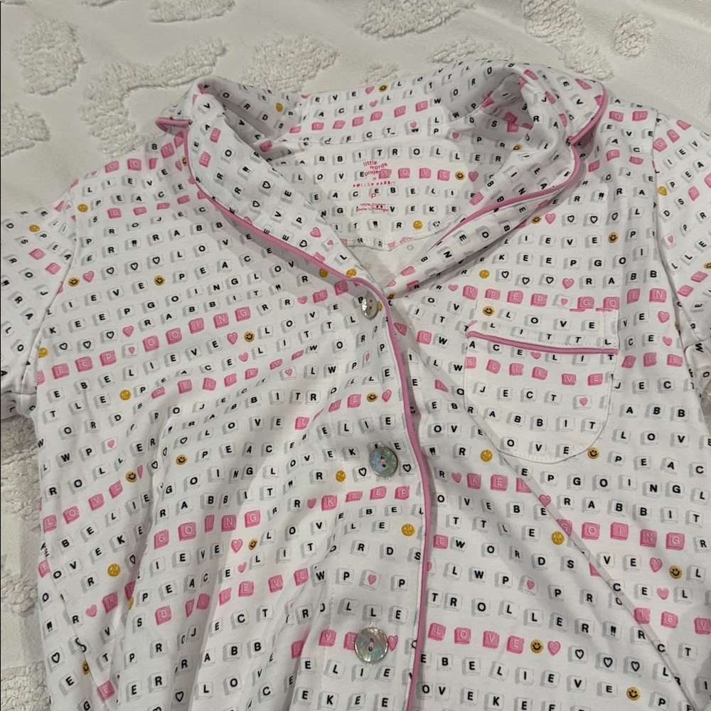 Brand new w/o tag Roberta Roller Rabbit White and Pink Kids Pajamas Never worn - Picture 4 of 8